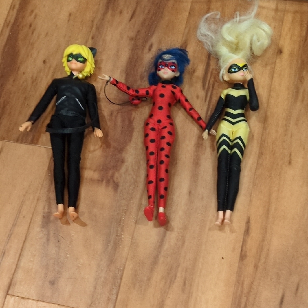 Miraculous Ladybug & Friends Dolls Queen Bee Cat Noir PLAY Condition